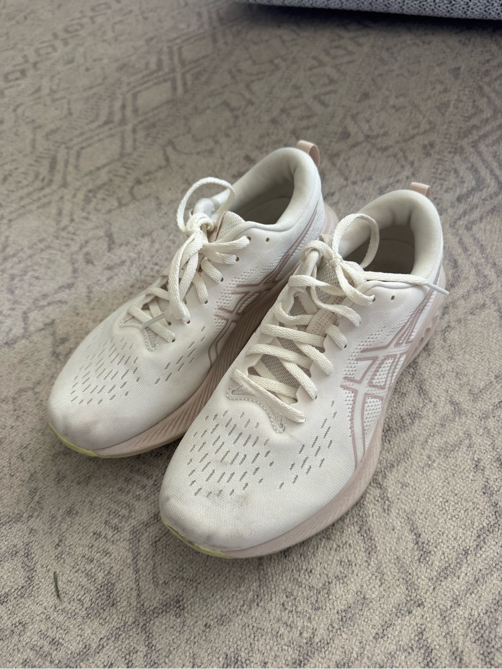 Asics Women's Cream Sneakers with Soft Pink Accents